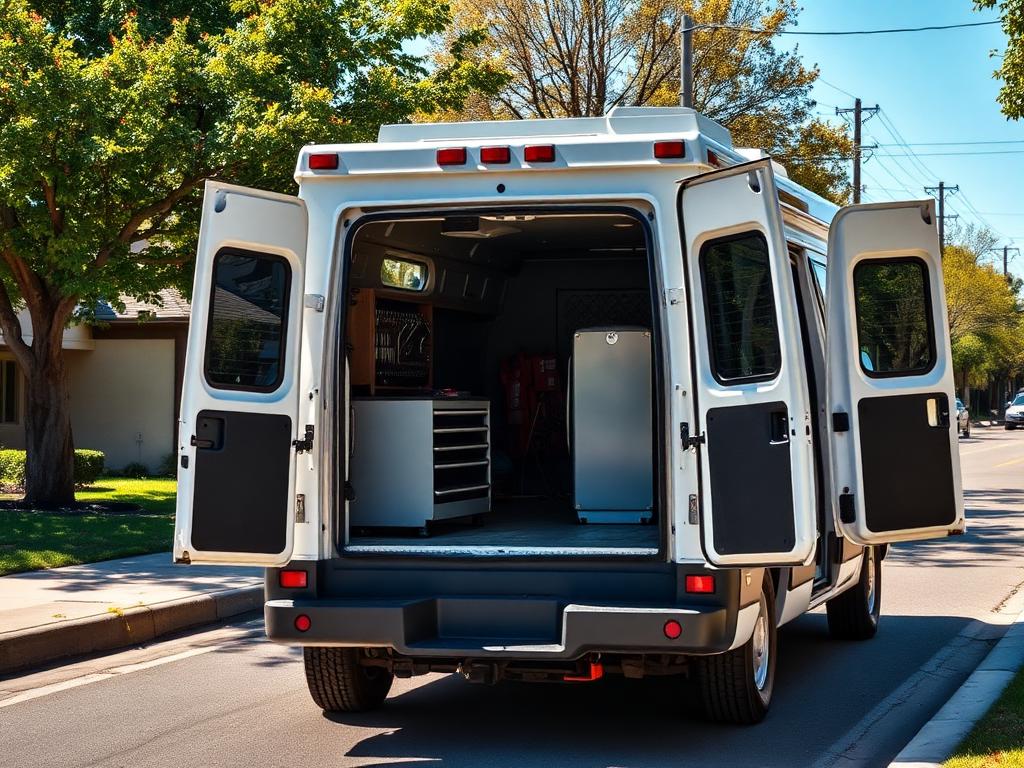 A.M.M mobile service vehicle on site with tools